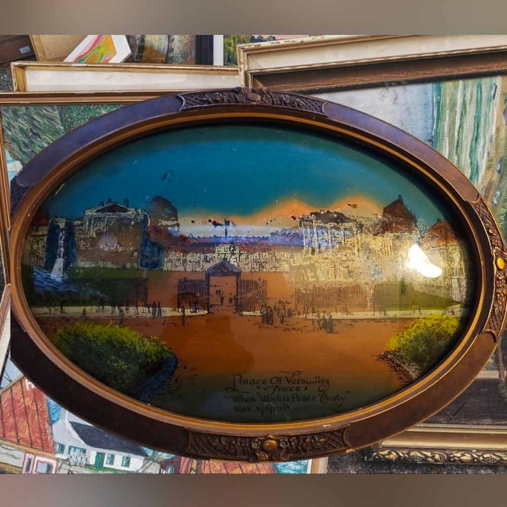 Vintage Oval Framed Art